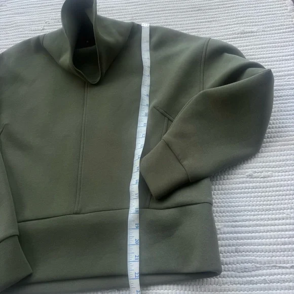 Calia Scuba Pullover Olive Green Funnel Neck Sweatshirt Size Small - Picture 2 of 12